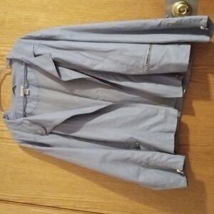 Stylish Blue Vegan Leather Women's Jacket